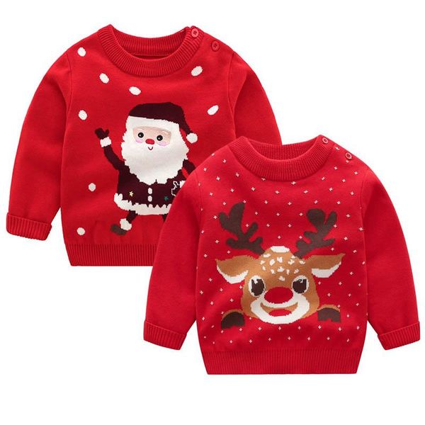 

pullover christmas baby girls boys cartoon deer sweater sweaters autumn winter kids knitting, Blue