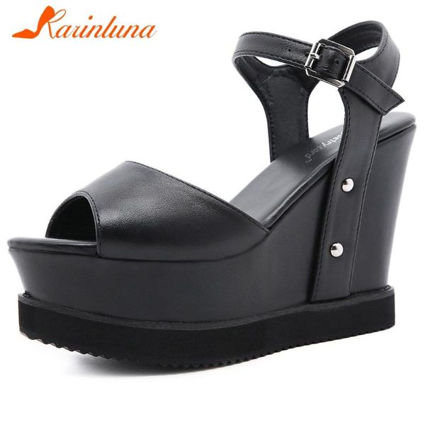 

karin new fashion female punk street mature sandals platform wedges high heels women sandals 2021 summer women shoes, Black