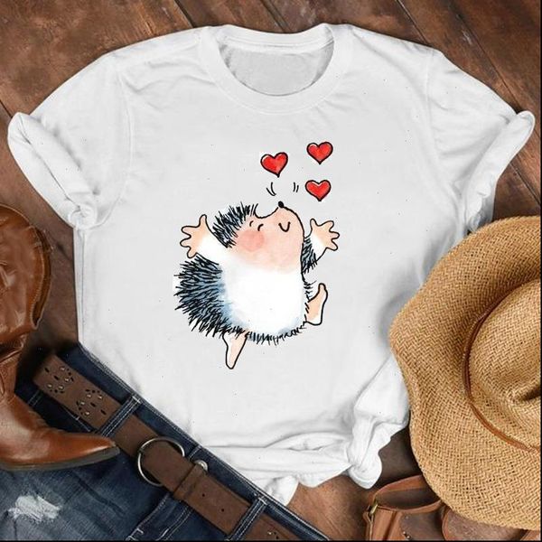 

women lady animal short sleeve love sweet printed cartoon shirt clothes tshirt female print t tee womens graphic t shirt, White