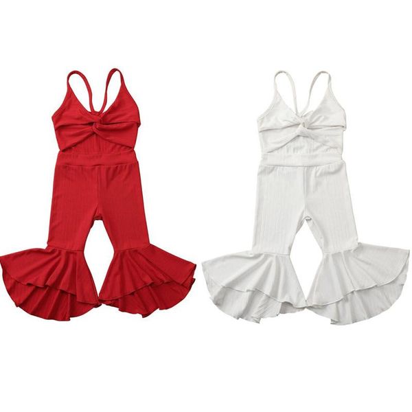 

1-6t newborn infant baby kid girl summer romper ribbed solid jumpsuit bowknot hollow out sunsuit clothes, Blue