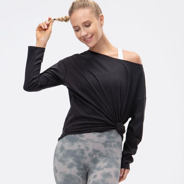 

yoga outfit women sports casual shirt solid color high stretch nylon workout breathable running fitness female gym sportswear