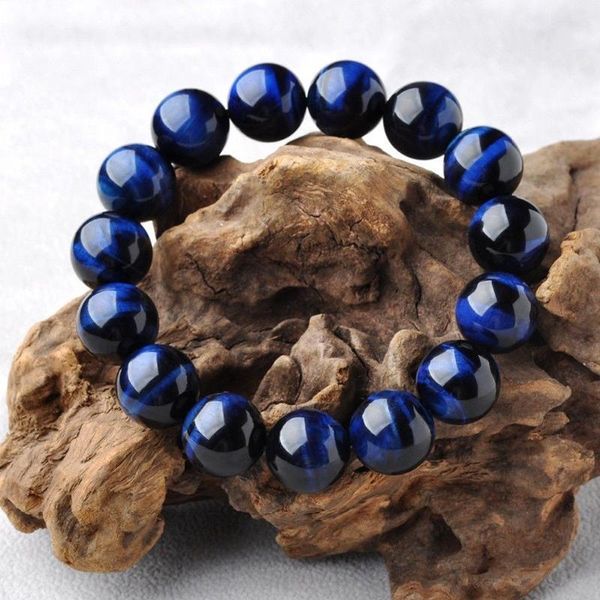 Hohe Qualität Natürliche Lapis Lazuli Blau Tigerauge Stein Perlen Armbänder für Frauen Männer Stretch Runde Armband Paar Schmuck