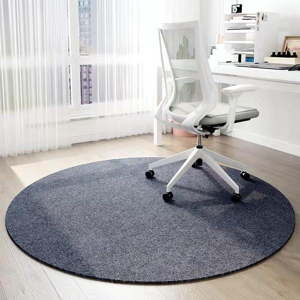 

carpets office swivel chair hanging basket protector mats gray round polyester rubber bottom non-slip suck dust easy wash room