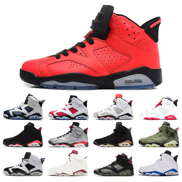 

2021 man's basketball shoes 6s high cut angry bull black cat infrared carmine dmp hare marron olympic oreo sport blue unc white infared