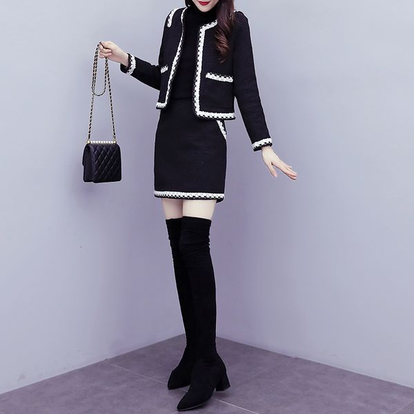 

female tender autumn pieces new little fragrance fashion wind winter wool coat temperament skirt qdwc, White