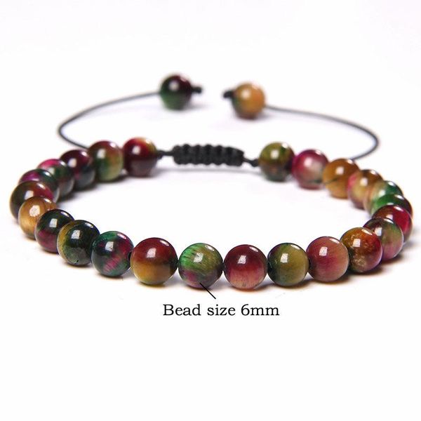 

link, chain tiger eye yoga buddha bracelet women men natural stone round beads woven rope adjustable fashion jewelry, Black