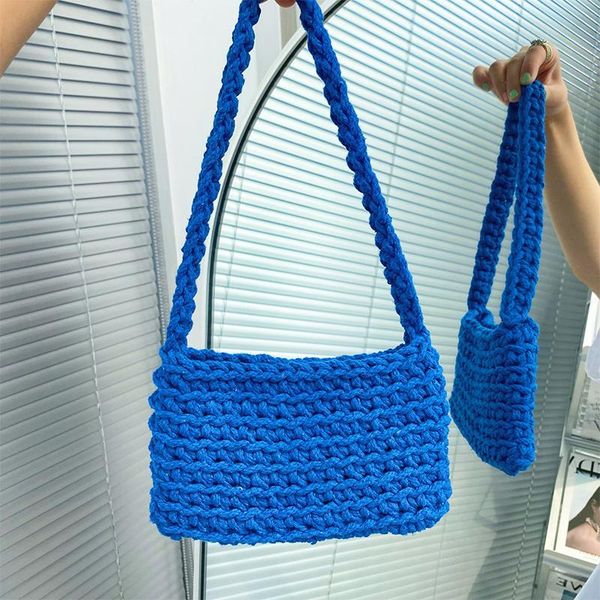 

evening bags hand-woven bag blue shoulder underarm female summer packet 2021