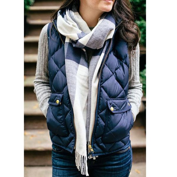 

women's vests women cotton coat sleeveless jackets thin lingerie solid winter warm slim parka vest, Black;white