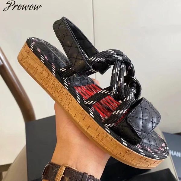 

prowow women sandals summer shoes woman flats sandals rope lace up gladiator non-slip beach chaussures femme, Black