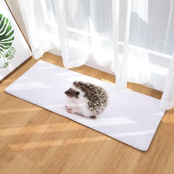 

bath mats flannel long floor mat door heat transfer printing hedgehog kitchen bathroom water-absorbing non-slip carpet