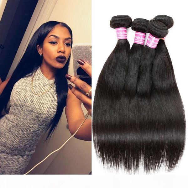 

cosy remy silky straight human hair weave 5pcs or 6pcs natural looking weave brazilian malaysian peruvian virgin hair straight bundles, Black