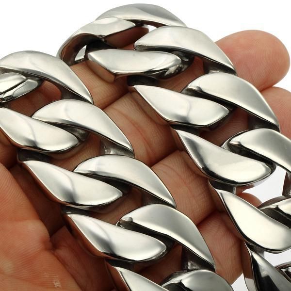 

chains super heavy 24mm/32mm curb cuban boys mens chain silver color 316l stainless steel necklace wholesale jewelry