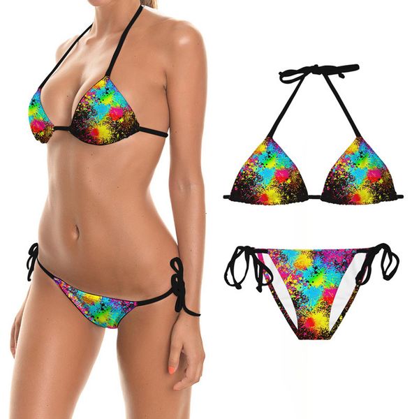 

2021 bikini split swimsuit color series digital printing summer, White;black