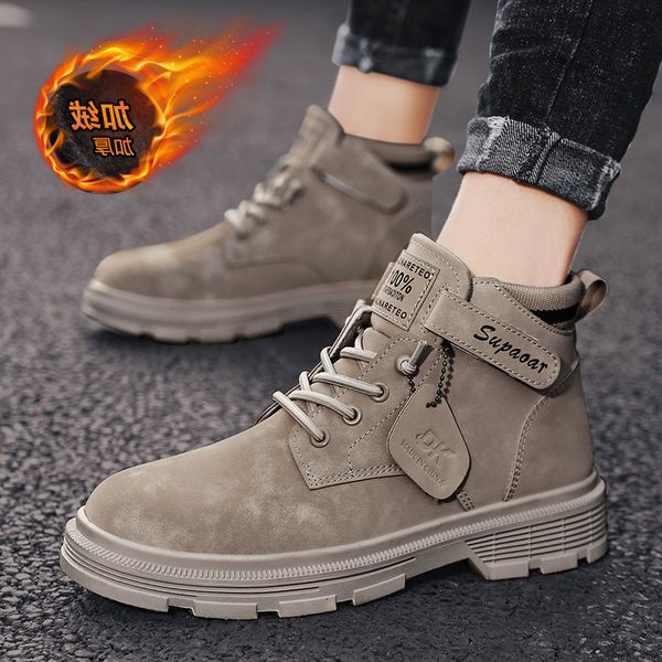 

2022 winter new men's high martin boots cotton shoes plush thickened snow, Black