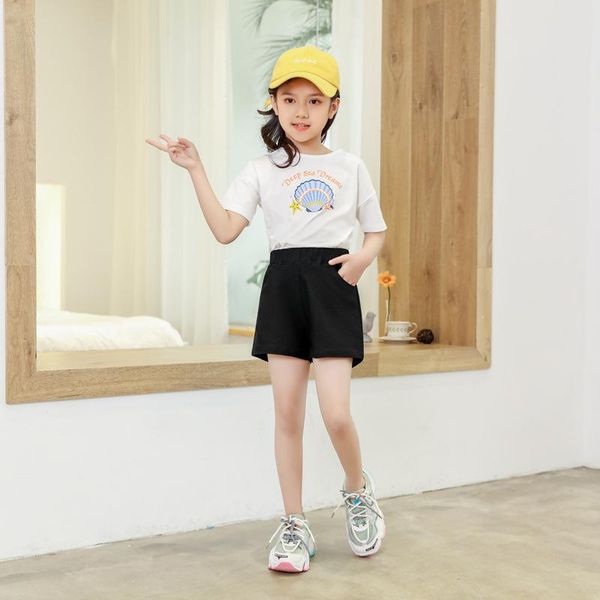 

shorts 2021 fashion summer baby girl cotton teens plaid harem pants toddler outwear cute girls sports pant 3-12t kid, Black