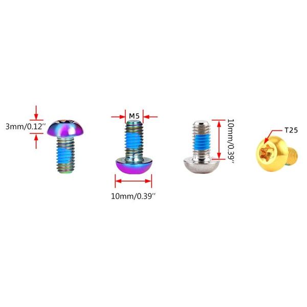 

bike heels & chainwheels 6pcs titanium alloy bicycle disc brake rotor fixing bolts m5*10mm mountain screw t25 torx