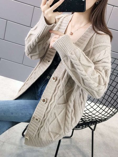 

cardigan autumn with 2020 new sweater korean loose medium length t-shirt large size coat women's fashion, White;black