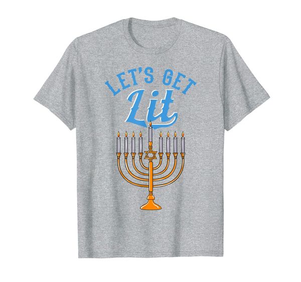 

funny jewish shirts lets get lit shirt menorah hanukkah t-shirt, White;black
