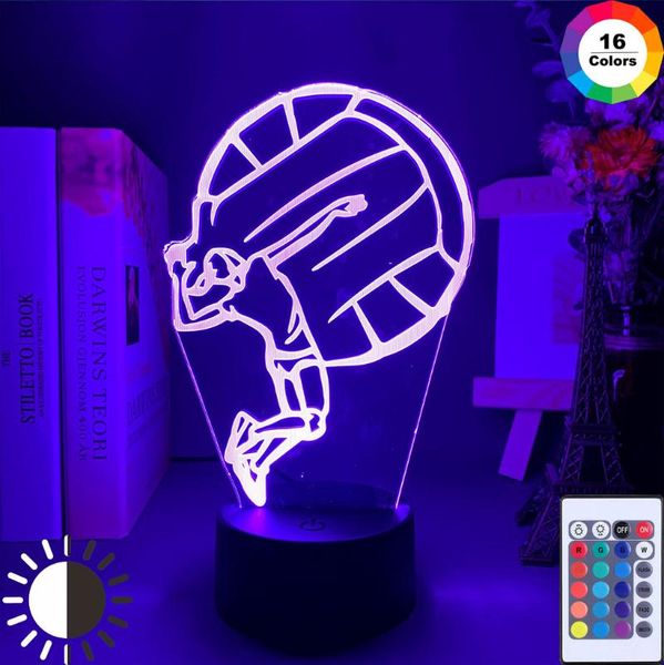 

night lights acrylic led light women's volleyball for bedroom decor sport nightlight event prize color changing table lamp gift