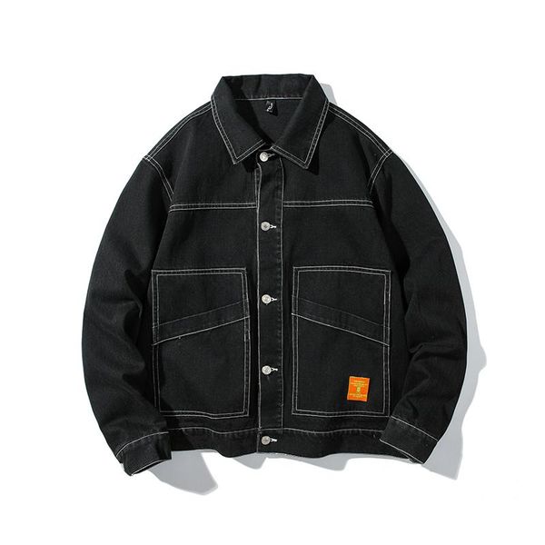 

men's jackets autumn spring denim jacket male korean streetwear men and coats cargo jean outwear 5xl, Black;brown