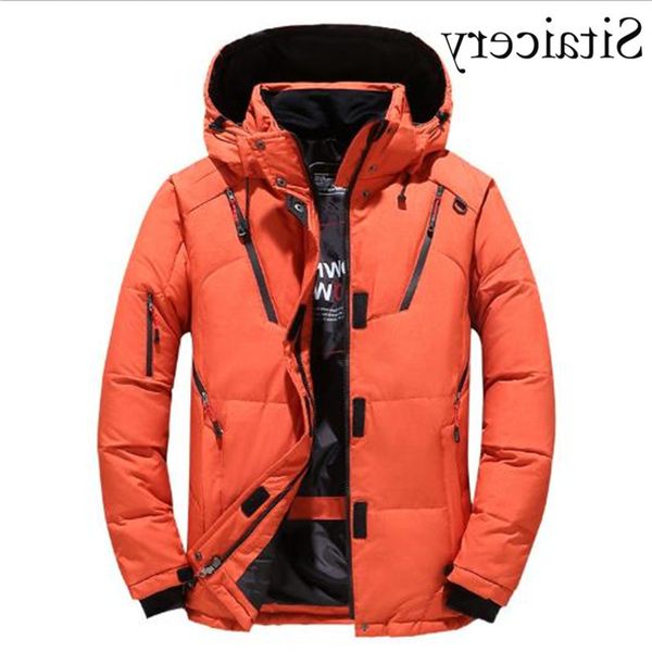 

sitaicery man jacket white duck down zipper coat winter thick waterproof hooded men's military parka men wholesale, Black