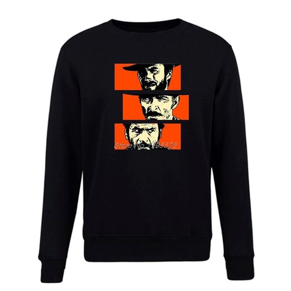 

men's hoodies & sweatshirts clint eastwood good bad ugly sweatshirt pullover fleece hoodie hip hop cotton o-neck funny cool tees top, Black