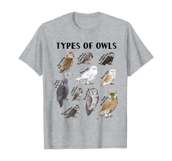 

types of owls educational collection cute owl lover gift t-shirt, White;black