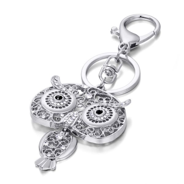

10pcOwl Keychain Key Holder Metal Crystal Key Chain Keyring Charm Bag Auto Pendant Gift Wholesale Price Key Chains