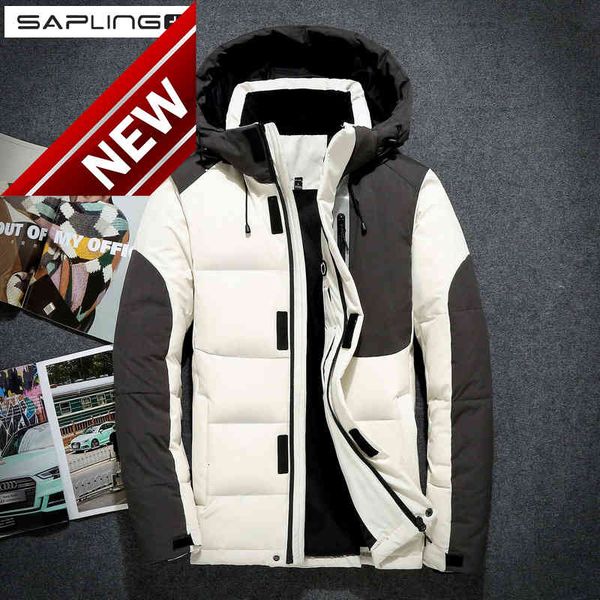 

color contrast youthful male down coats thick warm men's jacket hooded short casual outdoors mens fashion windbreaks, Black