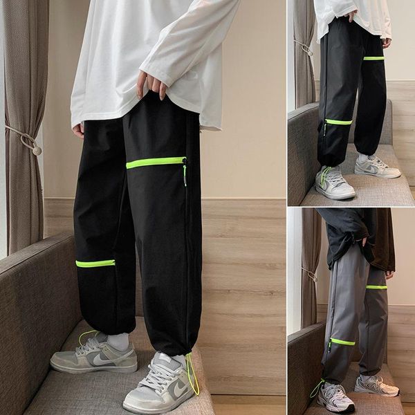 

men's pants casual 2021 autumn loose trousers korean version of nine-point sports overalls, Black