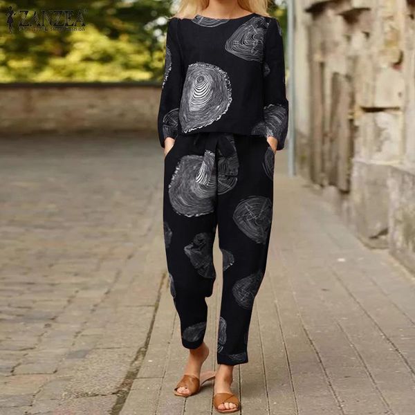

women's two piece pants loose party 2pcs women casual vintage cotton matching sets long sleeve elastic waist trouser holiday eleg, White