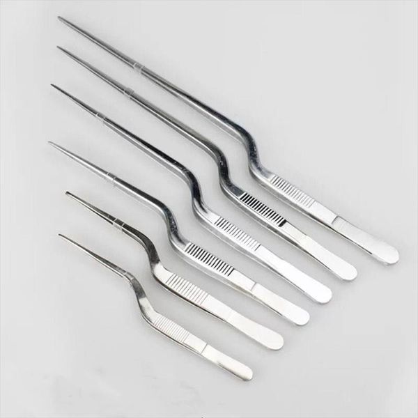 

lab supplies 5pcs stainless steel spear shaped curved tweezer 14/16/20/23/26/30cm thicken for laboratory