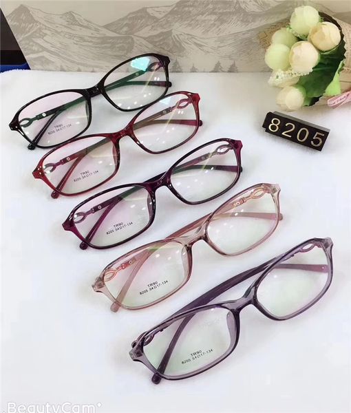 

designer sunglasses new ultra light tr90 women's spectacle frame super elastic trend korean flat lens 8205 all black, White;black