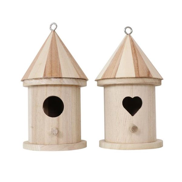 

bird cages 2pcs diy unfinished pendant creative wooden nest birdhouse for garden
