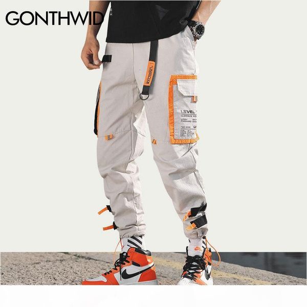

gonthwid multi pockets cargo harem jogger pants men hip hop fashion casual track trousers streetwear harajuku hipster sweatpants y19073001, Black