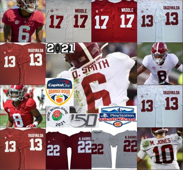 

ncaa 2021 alabama crimson tide college football jersey devonta smith jaylen waddle john metchie iii mac jones najee harris red white, Black