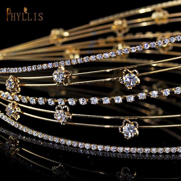 

hair clips & barrettes a392 fashion wedding headpieces multi-layer bridal accessories head hoop vintage hairband tiara headwear, Golden;silver