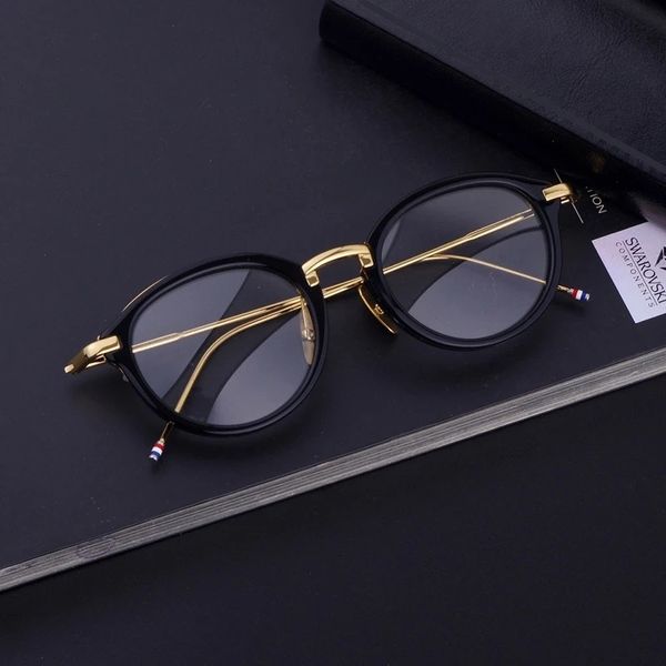 

thom tb011 metal acetate glasses frame men women retro round circle eyeglasses myopia optical prescription eyewear oculos, Silver