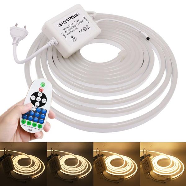 

led neon strip dimmerable eu 220v waterproof white/pink/yellow/red/blue/green 120leds/m flexible rope 2835 led strip light