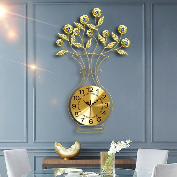 

wall clock modern design wall digital clock creative vase living room decoration light luxury clocks home decore