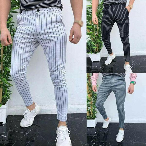 

new men casual pants slim fit skinny business formal suit dress pants slacks trousers, Black