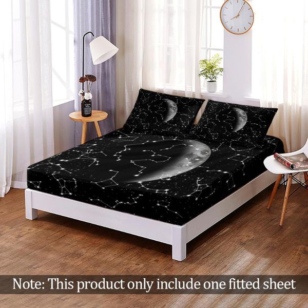 

sheets & sets modern 3d print fashion moon constellation fitted sheet bedroom flat home decor custom elastic band bed queen king adult