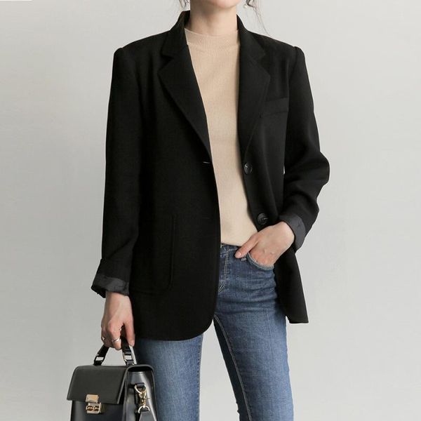 

women's suits & blazers womens fashion blazer coats autumn casual loose jackets office lady plus size women single button, White;black