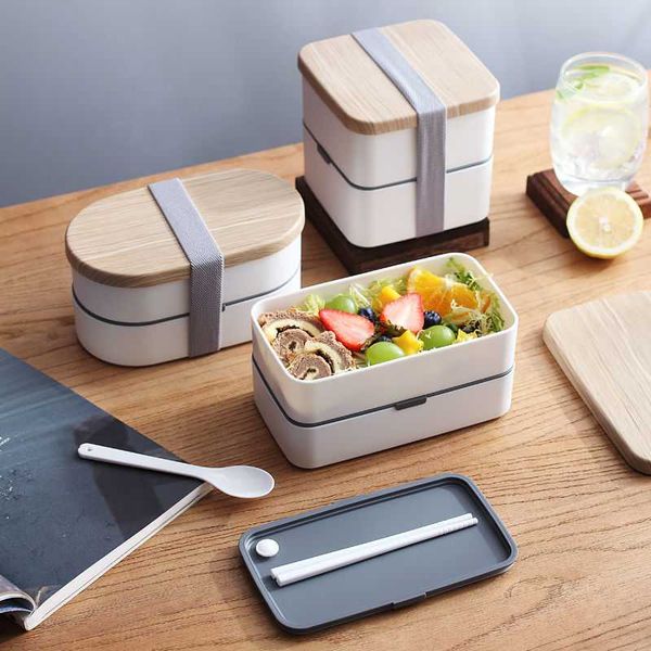 

dinnerware sets japanese style insulated bento box double layer portable student lunch office women and men worker sealed microwave special