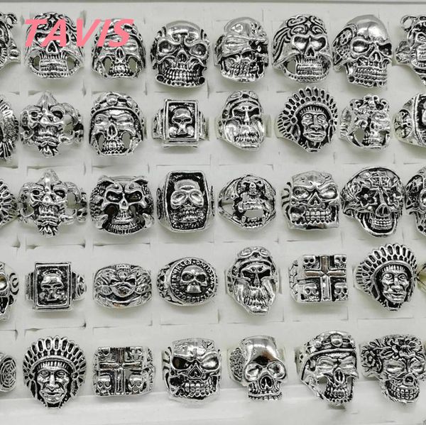

20pcs/lot titanium steel silver love ring punk style men's women metal jewelry party gift skull rings mix silver gold skeleton big size