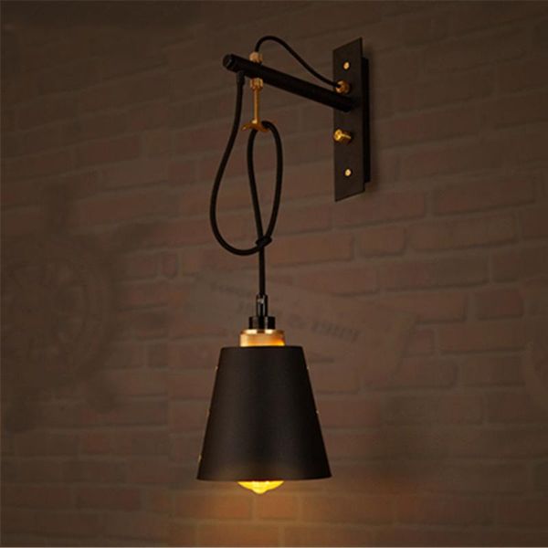 

wall lamp american industrial vintage lamps holiday deco for home light fixtures stairs sconce with iron lampshade