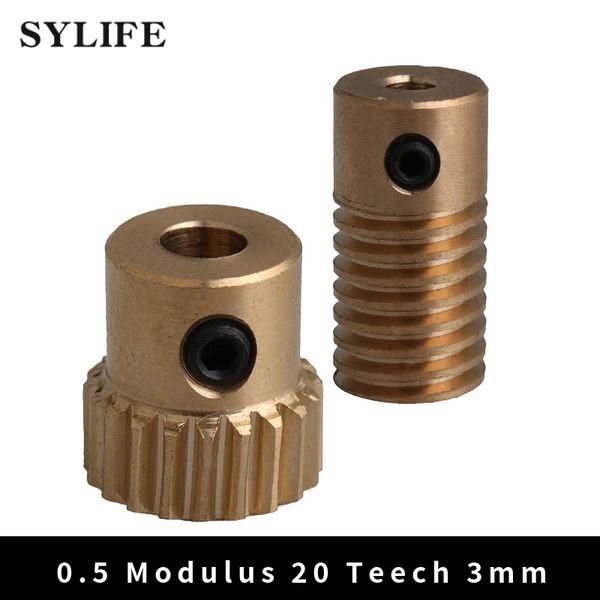 

yellow 0.5 modulus compact brass reducer 20 t wore wheel + 3mm bore worm gear shaft
