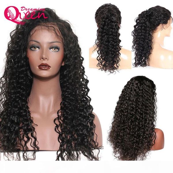 

brazilian deep wave 100%human virgin hair natural black color full lace wigs glueless for black women lace front wigs with baby hair, Black;brown