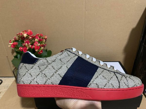 

red green stripe new designer shoes white bees ace embroidered mens real leather designer sneaker women casual ace shoes, Black