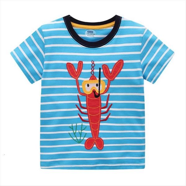 

jumping meters baby summer t shirts with animals applique cotton childrens clothing fashion kids tees, Blue